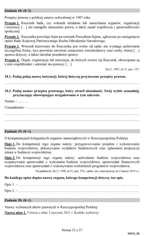 Matura 2019. Wiedza o społeczeństwie. Arkusze CKE WOS rozszerzony