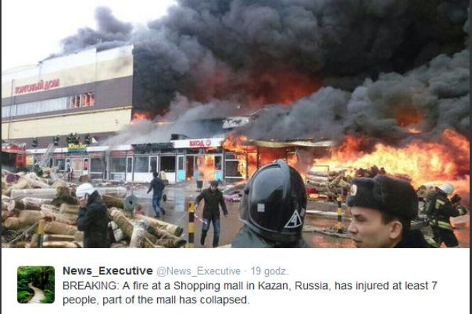 Ogromny pożar w centrum handlowym w Kazaniu. NIE ŻYJĄ 4 osoby