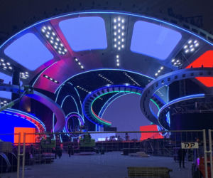 Scena Sylwestra z Dwójką 2025 w Katowicach w czasie próby świateł