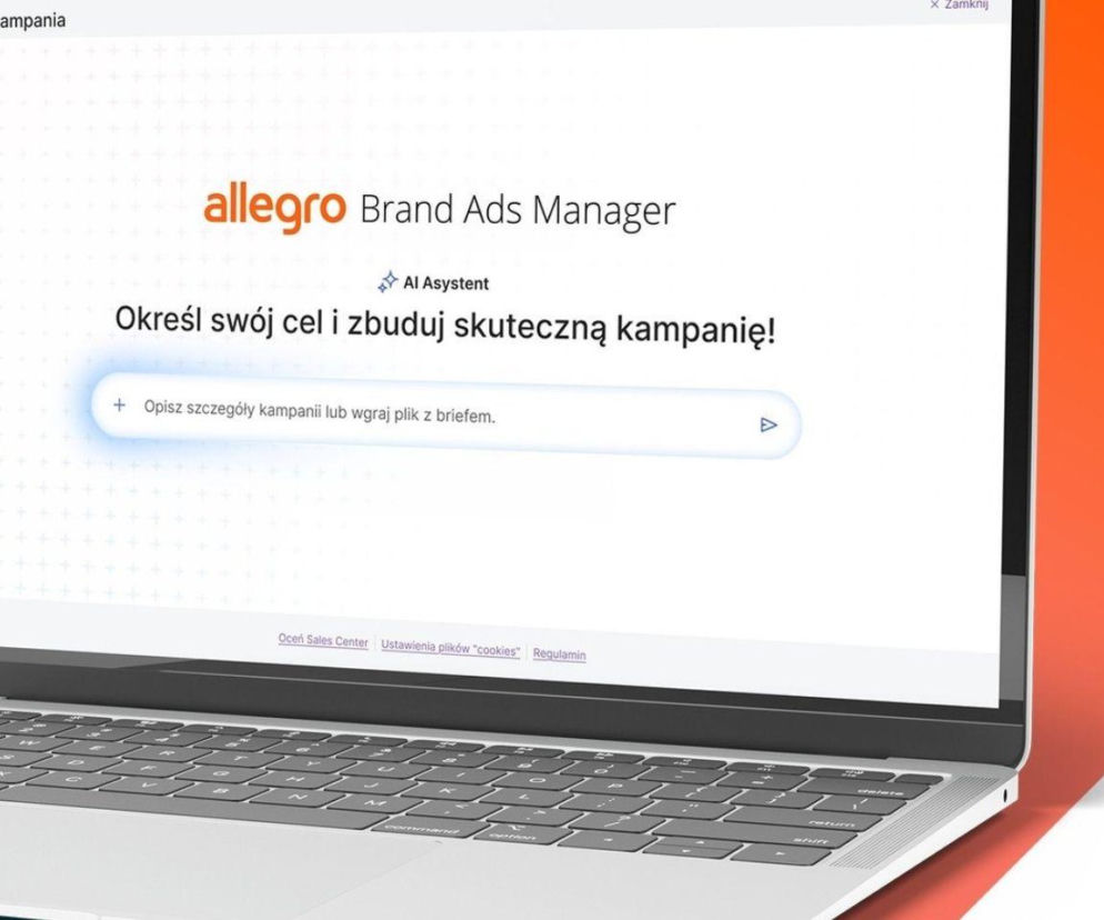 Ekran laptopa z nowym systemem reklamowym Allegro Brand Ads Manager. O narzędziach dla marek przeczytasz na Eska.