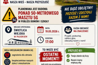 Mieszkańcy Płoskiego nie chcą masztu 5G.  Przygotowują protest