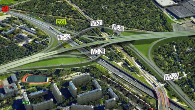 Wizualizacja nowego wjazdu do Warszawy z planowanego odcinka trasy S7