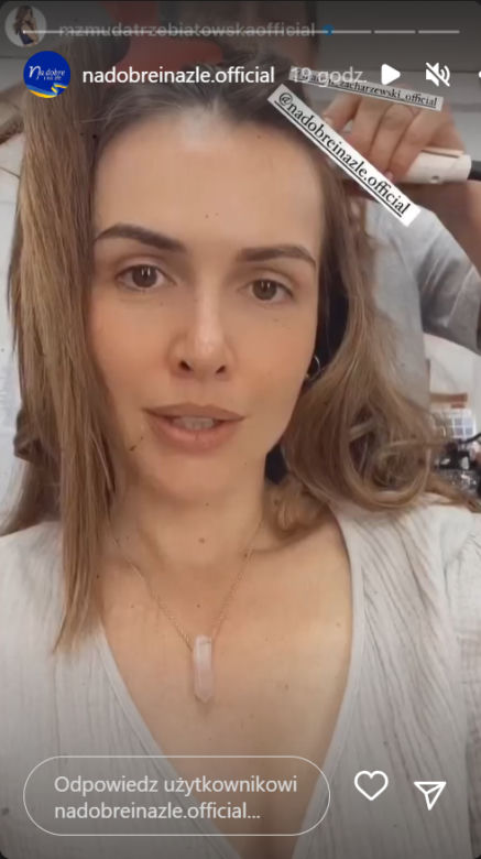 Na dobre i na złe. Marta Żmuda Trzebiatowska (Hania Sikorka) na planie