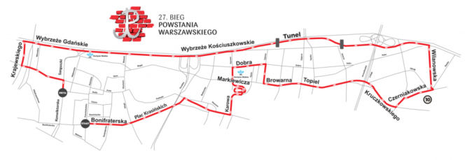 Bieg Powstania Warszawskiego 2017: TRASA