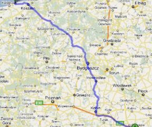 Trasa 25 Łódź-Ustronie Morskie - mapka