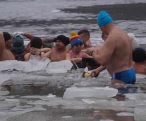 Lodowata woda, gorące emocje. Morsy znów opanowały jezioro pod Bydgoszczą