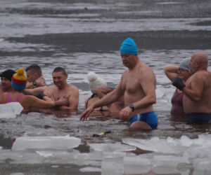 Lodowata woda, gorące emocje. Morsy znów opanowały jezioro pod Bydgoszczą