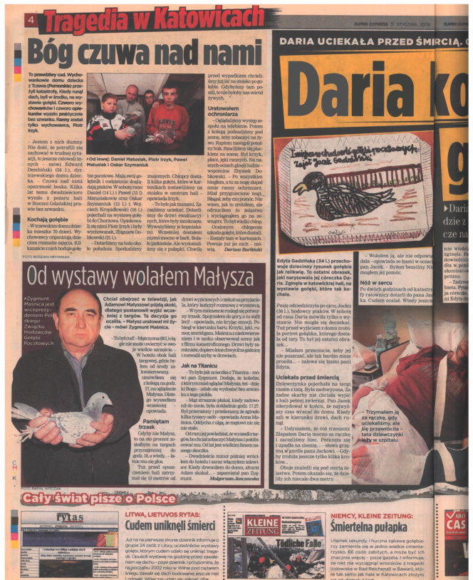 Zawalenie hali w Katowicach - archiwalne wydania "Super Expressu"