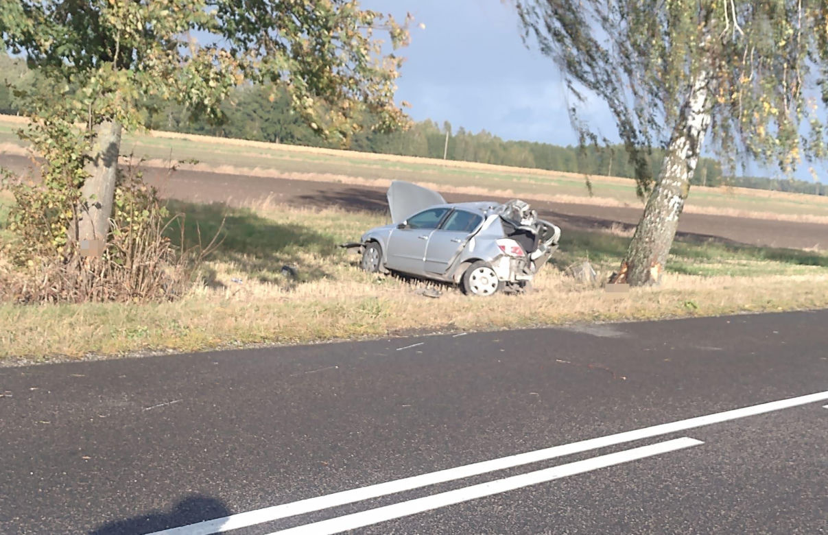 Śmiertelny wypadek pod Białą Podlaską. Opel wbił się w drzewo, kobieta zmarła w szpitalu