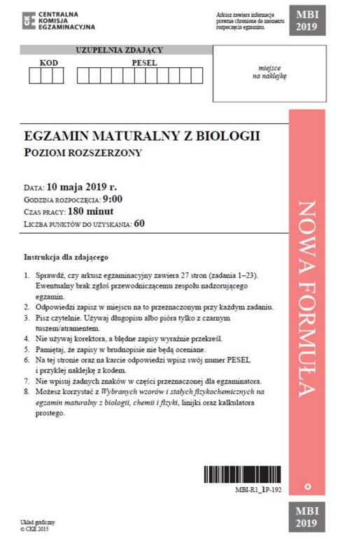 Matura 2019 biologia - poziom rozszerzony