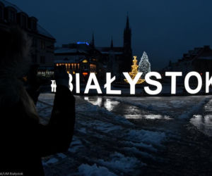 Napis #Białystok na Rynku Kościuszki