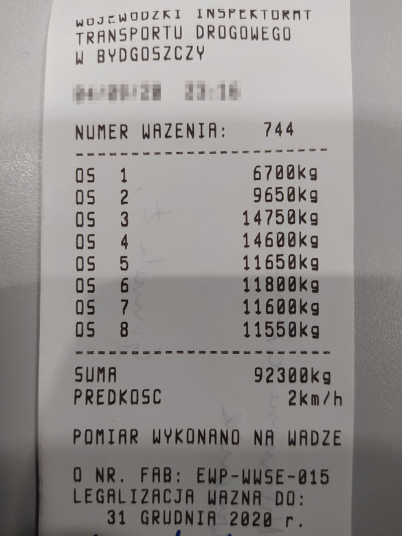 Transport palownicy zatrzymany przez ITD