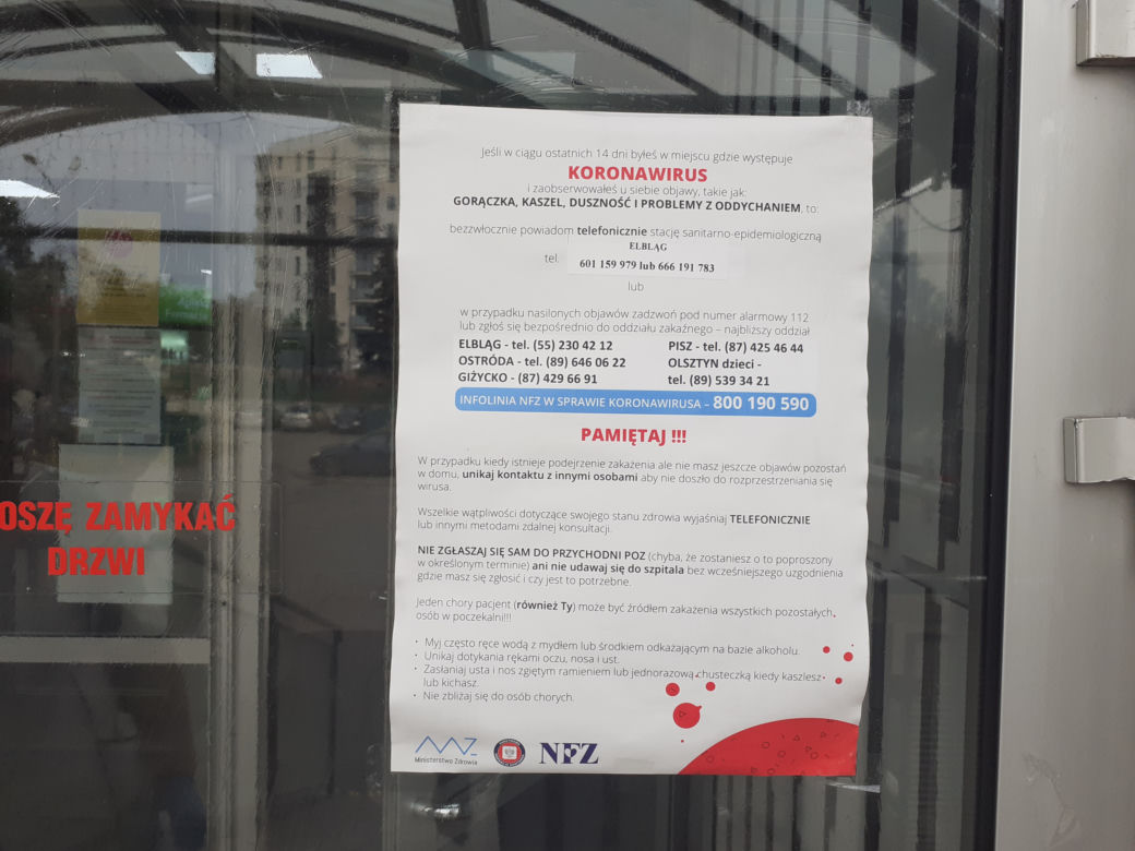 Ostrzeżenia o koronawirusie - szpital 2