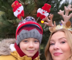 Barwy szczęścia na planie. Mateuszek (Filip Kowalewicz), Dominika (Karolina Chapko)