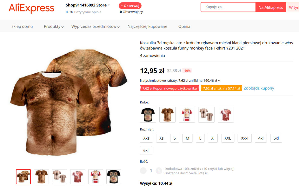 koszulka z męskim owłosieniem