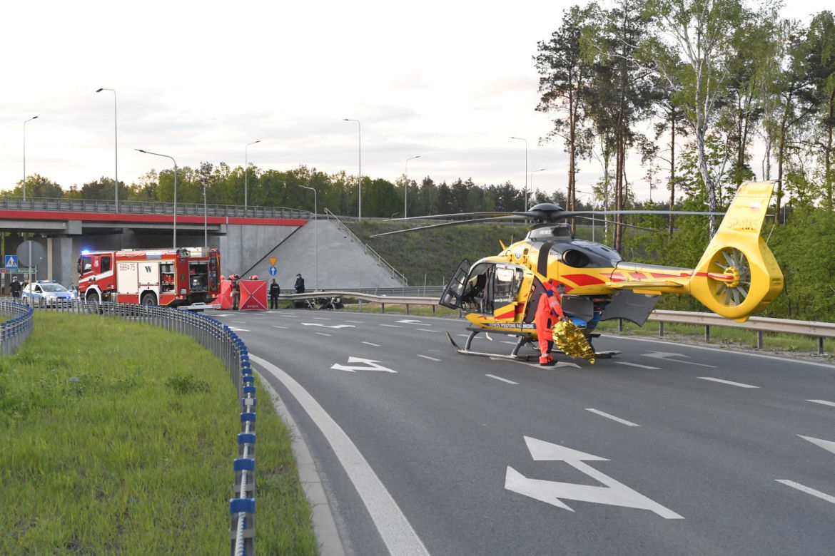 Zielonka. Wypadek motocyklisty