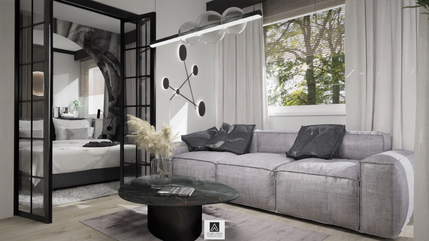 Salon z aneksem kuchennym po metamorfozie