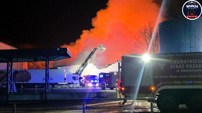 Gigantyczny pożar hal produkcyjnych w Bramkach. W akcji setki strażaków
