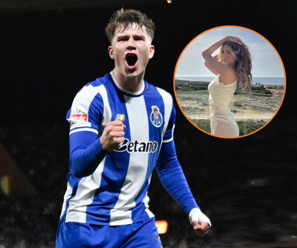 Oskar Pietuszewski w stroju FC Porto. Obok miniatura z Agnieszką Nowakowską. O ich miłości przeczytasz na SE.