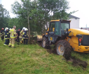 Byk w opałach. Zwierzę wskoczyło do starego zbiornika. Strażacy ruszyli na pomoc