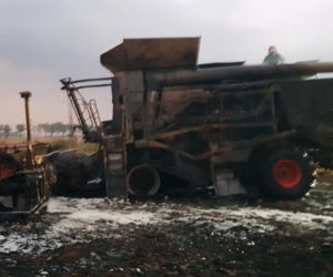 Kombajn zapalił się w czasie żniw! 