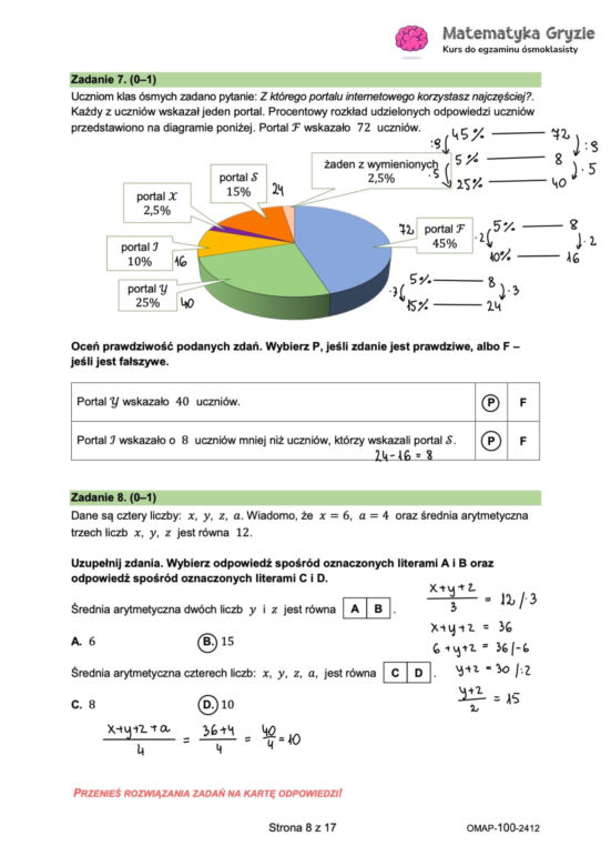 Odpowiedzi próbnego egzaminu ósmoklasisty 2024 z matematyki