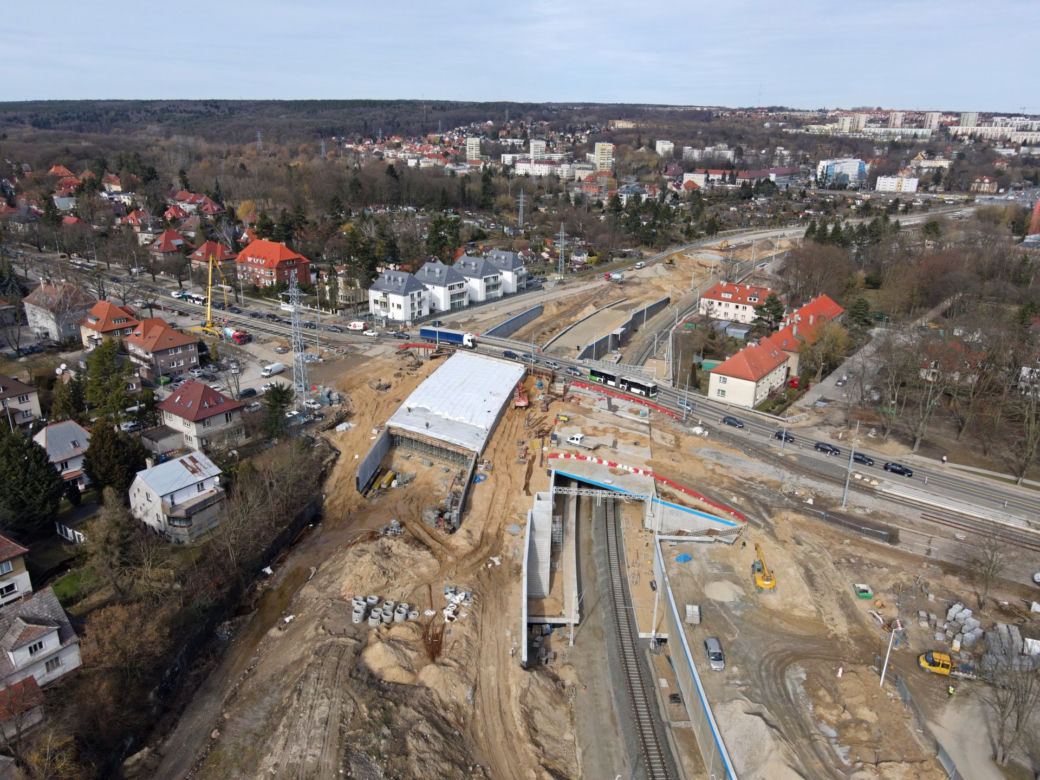 Budowa węzła Łękno - marzec 2021