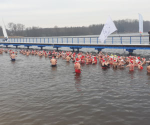 Morsy zbierały w lodowatej wodzie na rzecz iławskiego schroniska