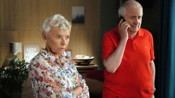 Barwy szczęścia odc. 3275. Jaworski (Jacek Kałucki), Krystyna Złota (Hanna Bieluszko)