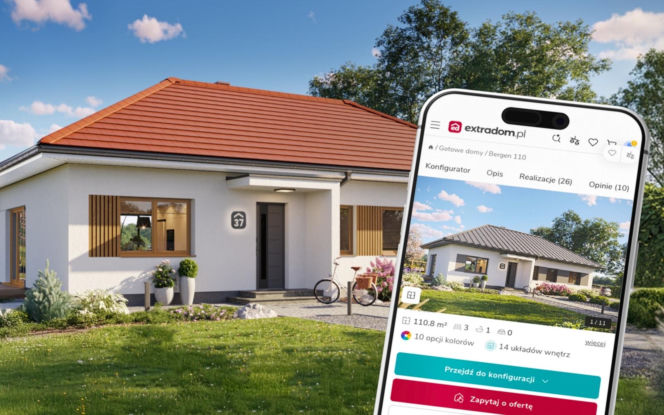 Gotowy dom Bergen 110 z konfiguratorem, w którym można zmieniać jego wygląd i układ wnętrza