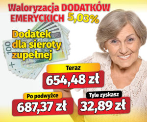 Waloryzacja dodatków do emerytur 5,03
