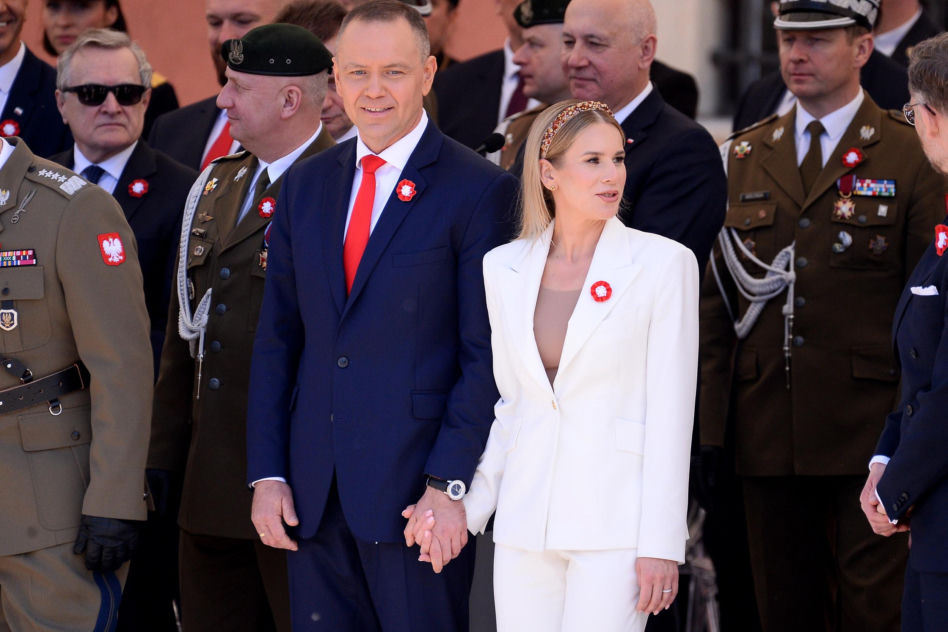 Warszawa. Święto Narodowe Trzeciego Maja. Para prezydencka na Placu Zamkowym w Warszawie