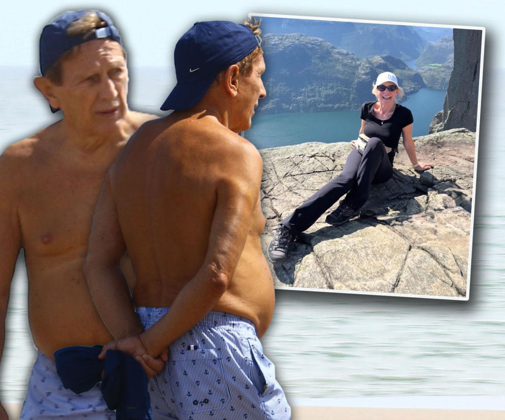 Jan Englert bez koszulki na plaży w Juracie. Na wstawce Beata Ścibakówna w Norwegii. O ich wakacjach przeczytasz w SE.