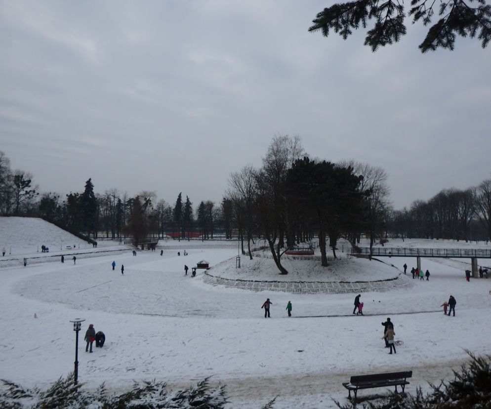 Naturalne lodowisko w parku miejskim