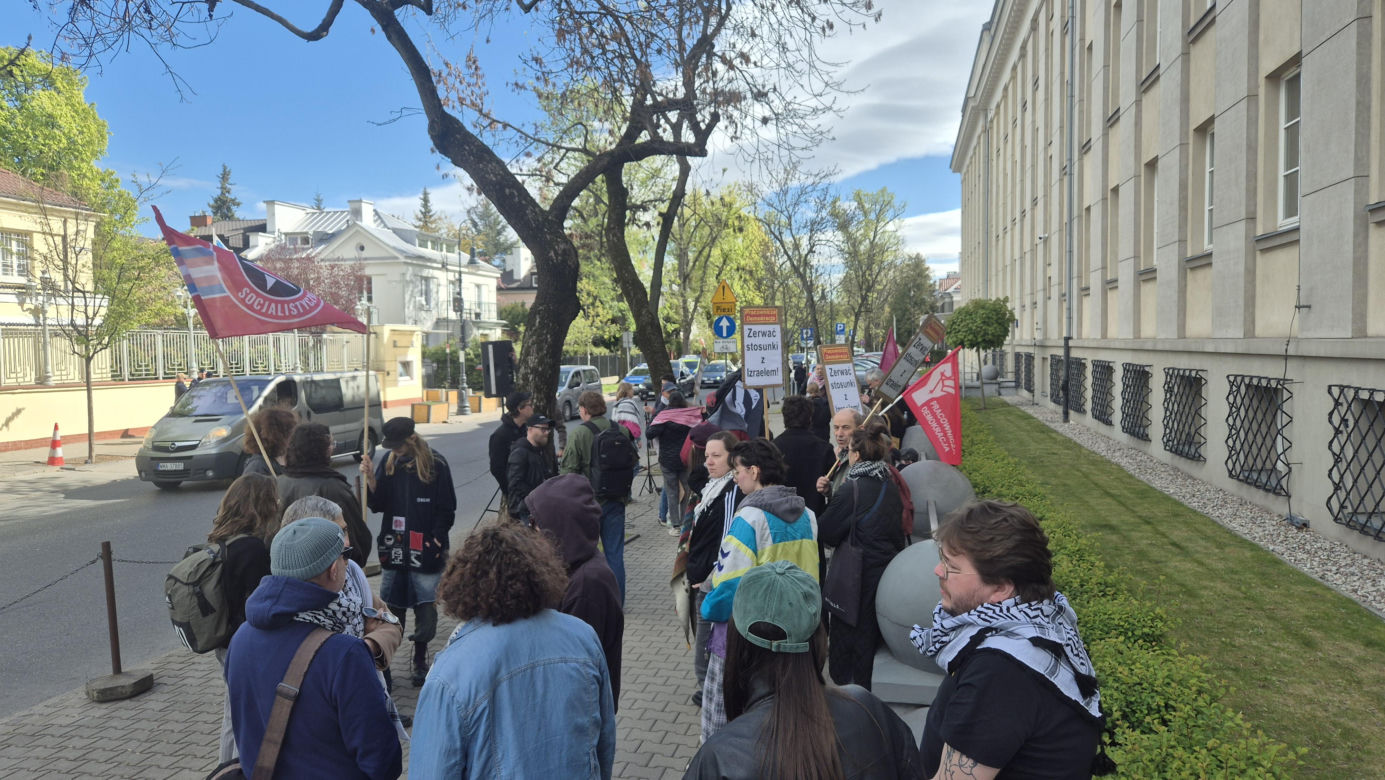 Protest pod ambasadą Izraela w Warszawie (30.04.2026)