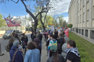 Protest pod ambasadą Izraela w Warszawie (30.04.2026)