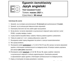 Próbny egzamin ósmoklasisty 2021: Język angielski. ARKUSZE CKE
