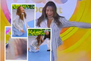 Julia Wieniawa upadła w telewizji na żywo. Takiego wejścia do Halo tu Polsat nikt się nie spodziewał