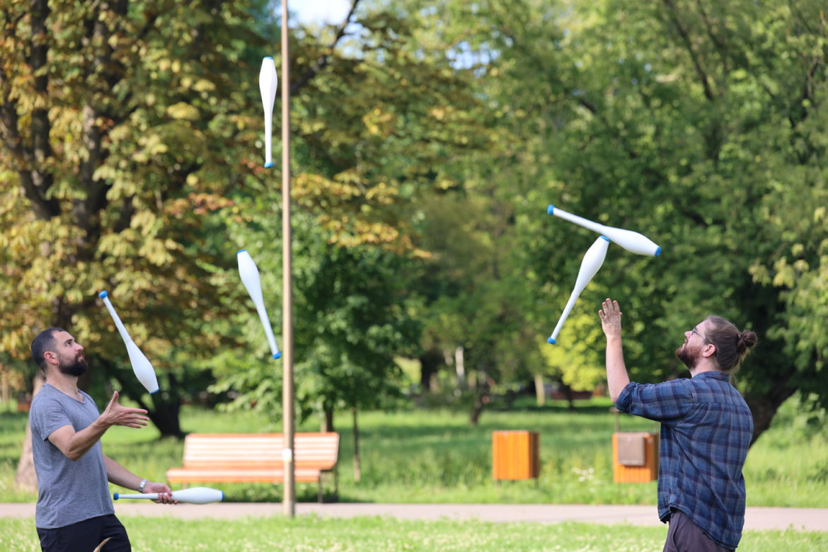 Monocyklowy trial w Parku Ludowym w Lublinie w ramach Europejskiej Konwencji Żonglerskiej