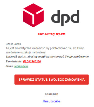 DPD - fałszywy mail