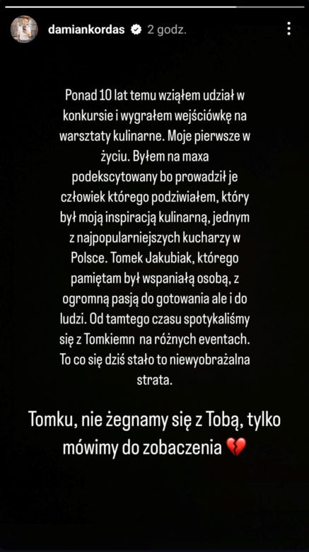 Gwiazdy żegnają Tomasza Jakubiaka. Ich słowa łapią za serce