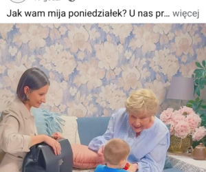 M jak miłość nowy sezon. Agnes (Amanda Mincewicz), Antoś (Mikołaj Jankowski), Barbara (Teresa Lipowska) na planie