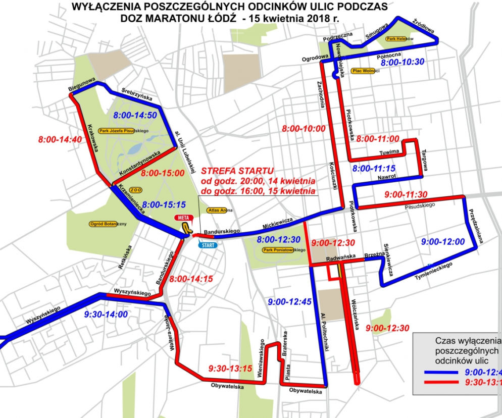 Trasa DOZ Maraton Łódź 2018