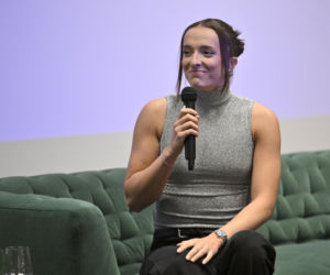 Iga Świątek i Daria Abramowicz na konferencji