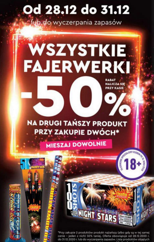 fajerwerki, drugie opakowanie 50 proc. taniej