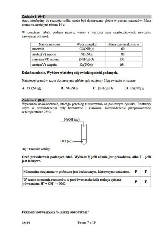 "Egzamin gimnazjalny 2019 - część przyrodnicza"
