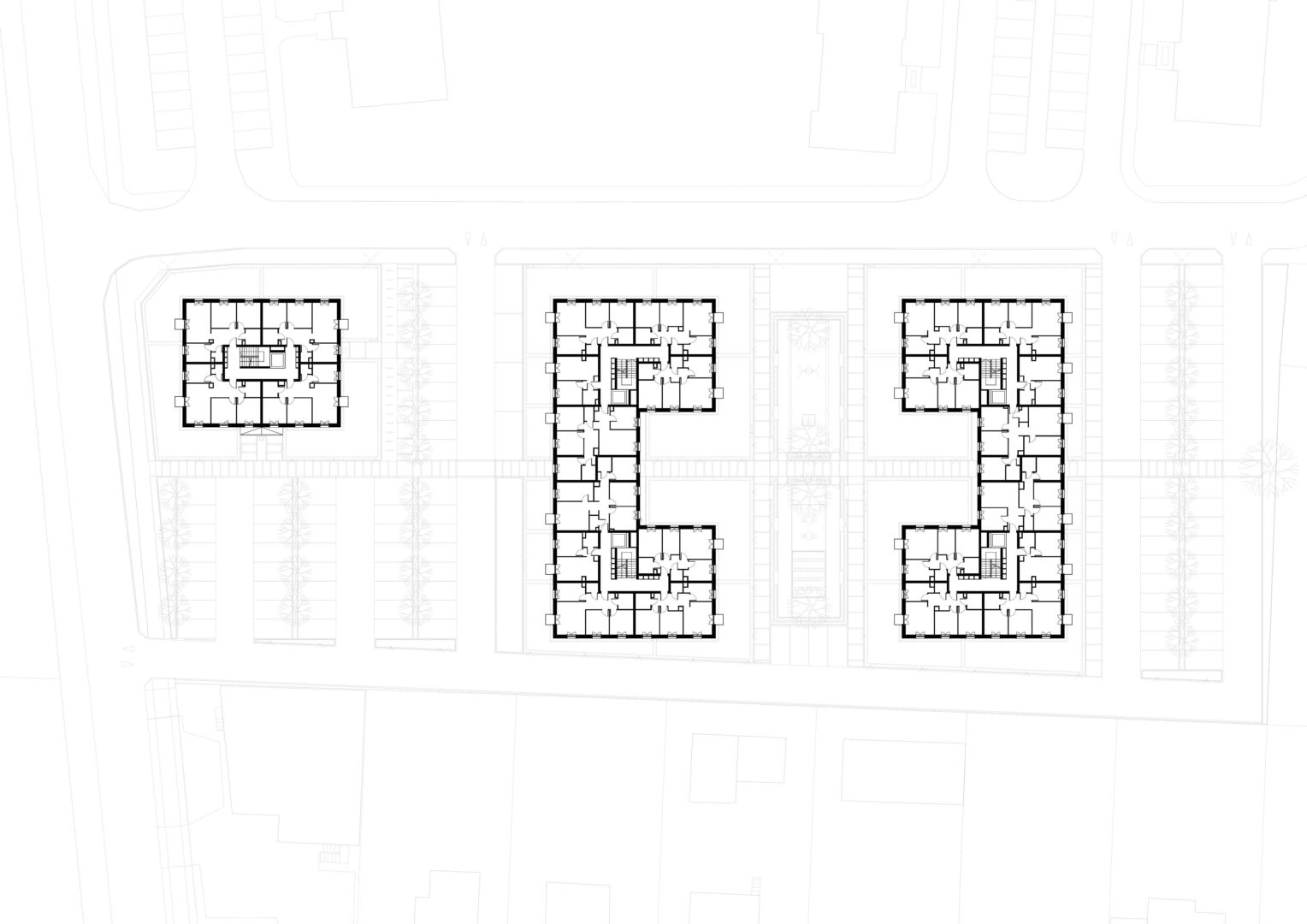 Rzuty i przekroje osiedla w Łowiczu