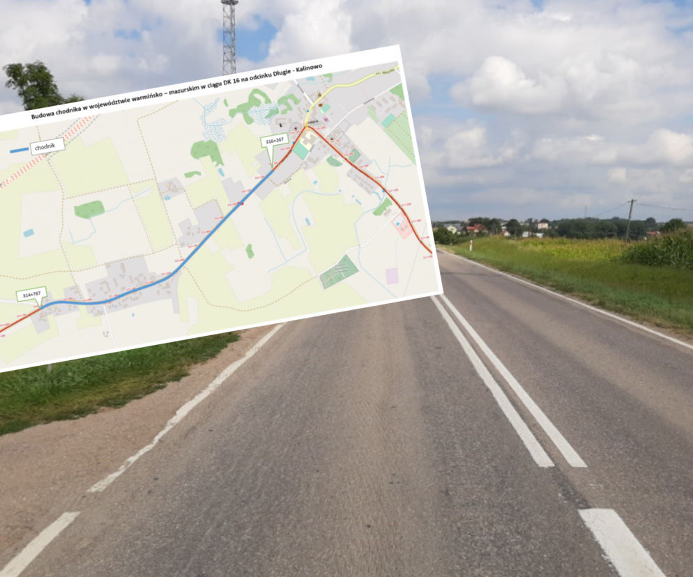 Na krajowej szesnastce będzie bezpieczniej. Powstanie chodnik i oświetlenie drogi