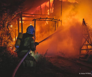 Pożar domku letniskowego w Takomyślach. Jedna osoba została poszkodowana 