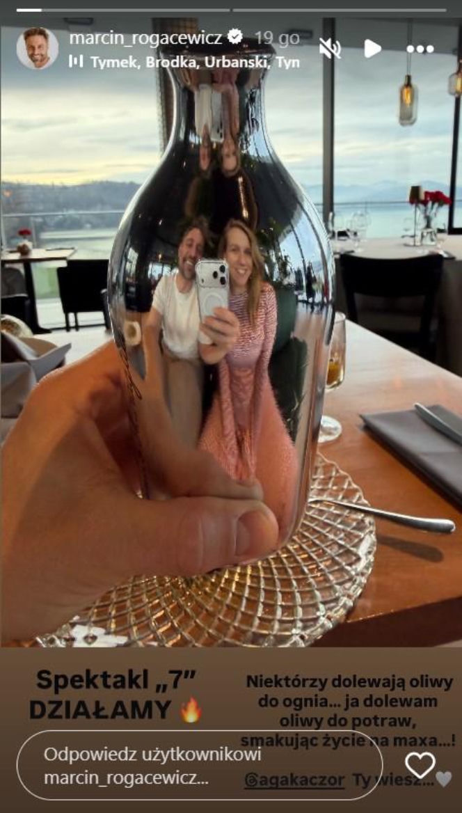 Romantyczna kolacja, a tu… SREBRNY gadżet w dłoni Rogacewicza. Kaczorowska w skowronkach!